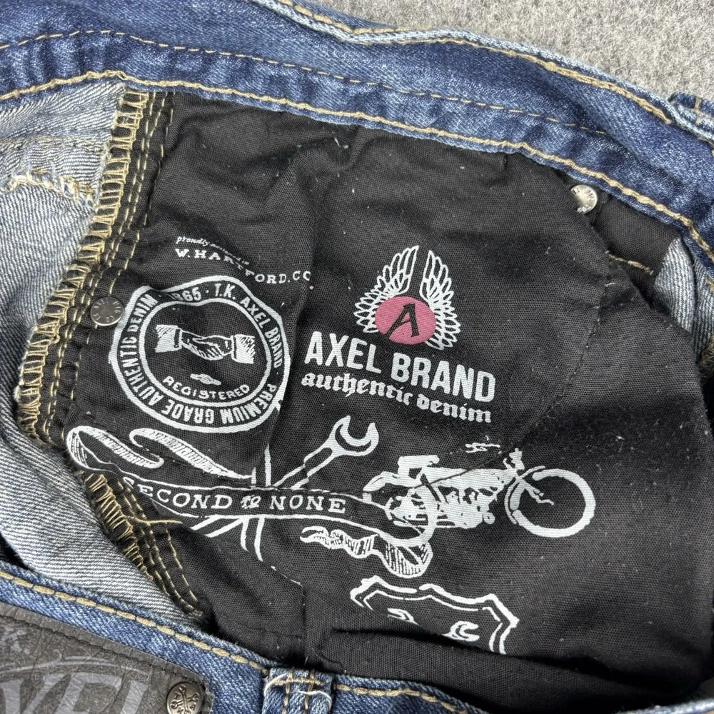 TK Axel Jeans Mens 38x32 Relaxed Straight Y2K Distressed Medium Wash Blue Denim